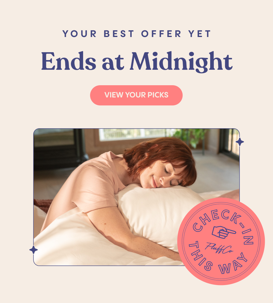 A promotional graphic with a light beige background, featuring the headline “Ends at Midnight” in large dark blue serif font, a subheading line above ...
